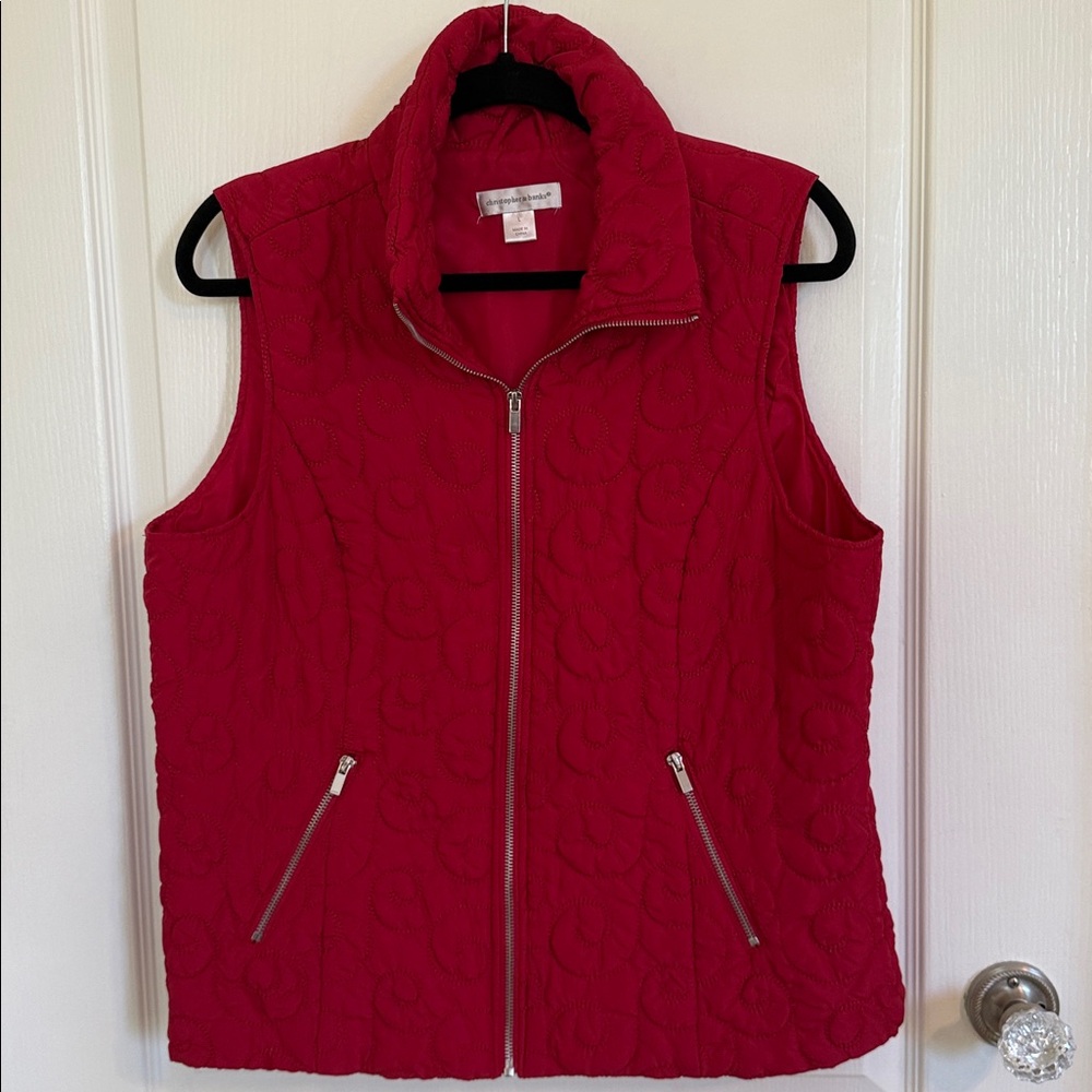 Christopher & Banks Red Quilted Vest